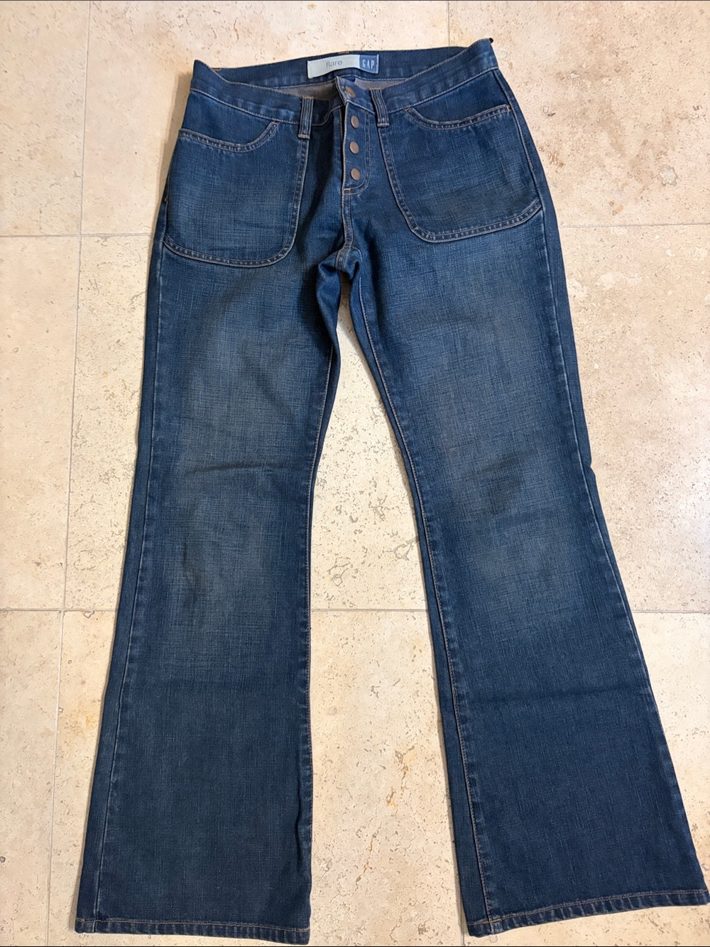 VINTAGE 2001 GAP Dark Blue Wide Leg Button-Fly Jeans